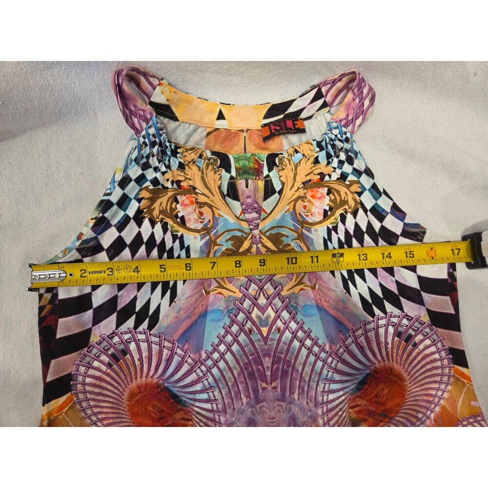 Isle by Melis Kozan Kaleidoscope Graphic Print Sleeveless Halter Dress Boho Sm - Picture 3 of 6
